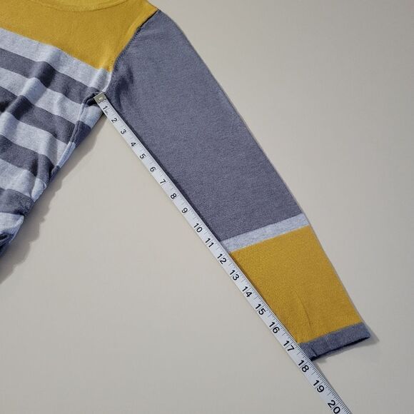 Nordstrom's One A Charcoal Gray Stripe and Gold Colorblock Pullover Sweater - Picture 6 of 11